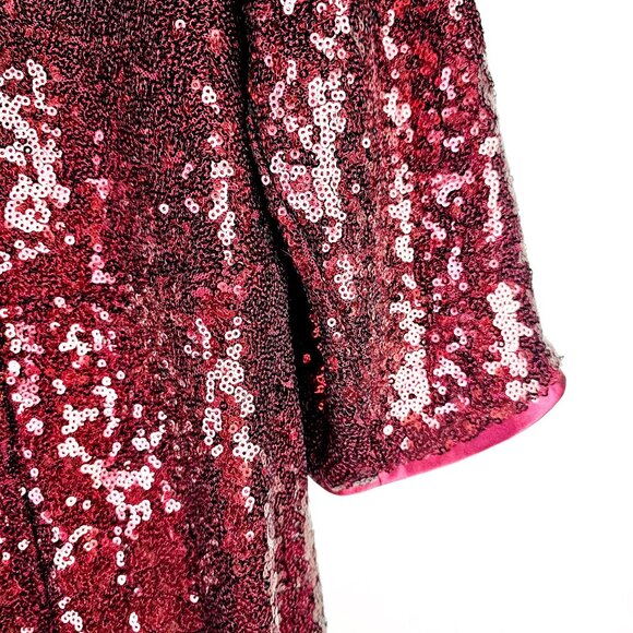 Torrid Red Full Sequin Cocktail Holiday Party Midi Skater Dress, Sz 0 - Picture 8 of 10